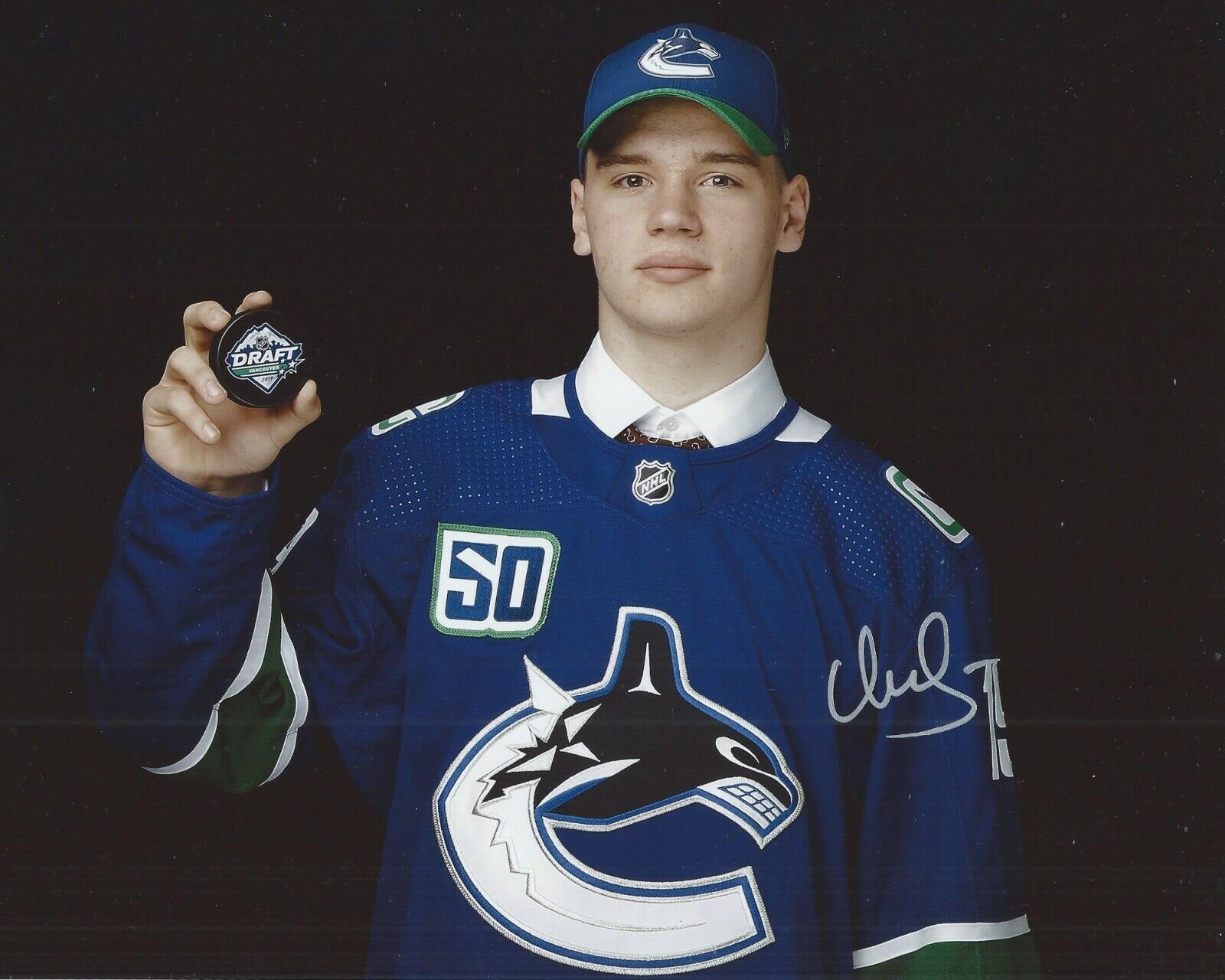 Vasily Podkolzin Signed 8x10 Draft Photo Poster painting Vancouver Canucks Autographed COA B