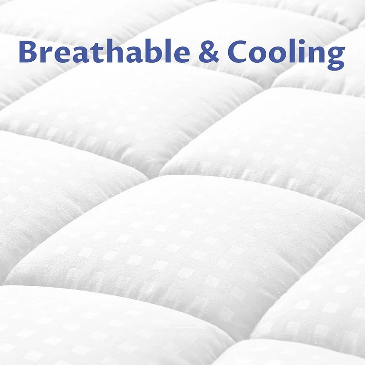 Queen Size Mattress Pad, Polyester Pillow Top Mattress Cover, Quilted Fitted Mattress Protector with 8-21" Deep Pocket, Cooling Mattress Topper