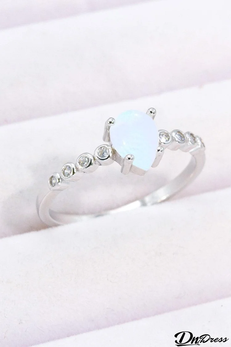 Teardrop Natural Moonstone Ring