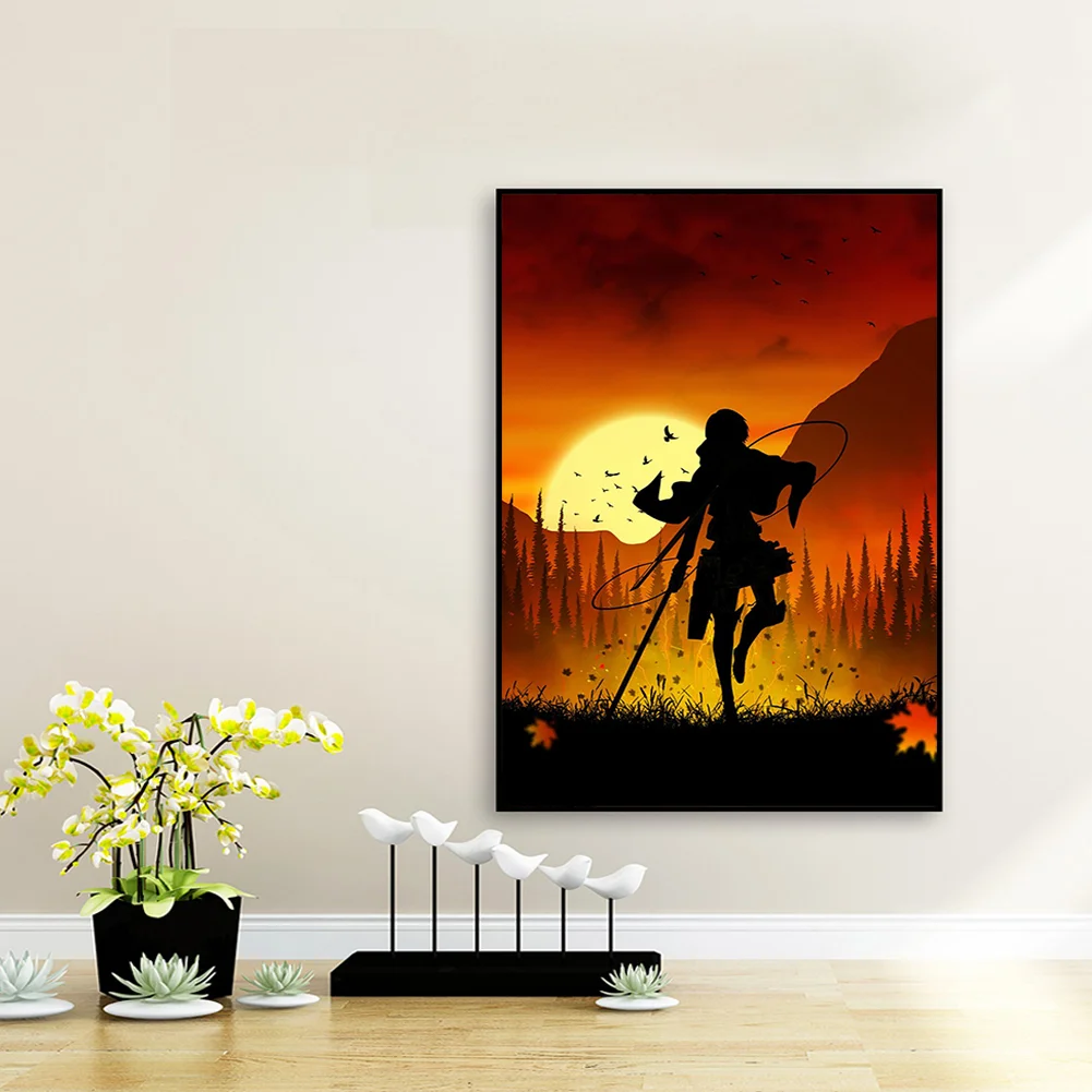Full Round Diamond Painting 35*50cm - Attack On Titan - Silhouette