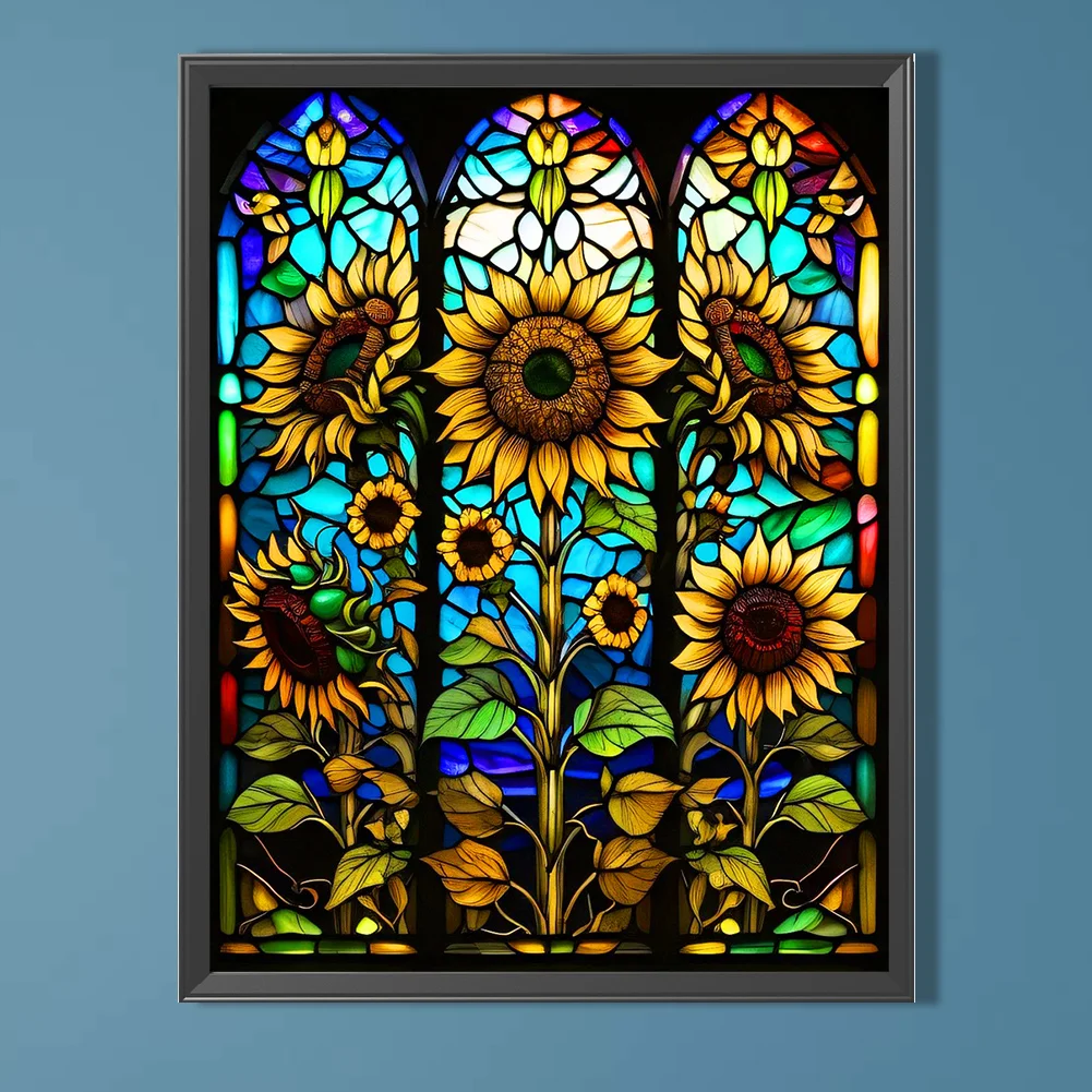 Diamond Painting - Full Round Drill - Stained Glass Sunflower(40*50cm)