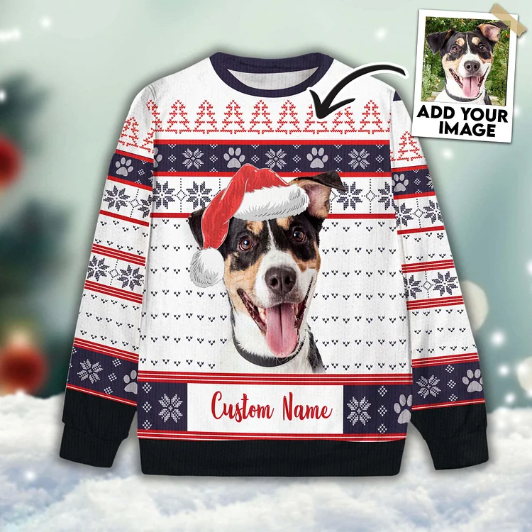 Custom Pet Unisex Sweater All Over Print Merry Christmas White Color