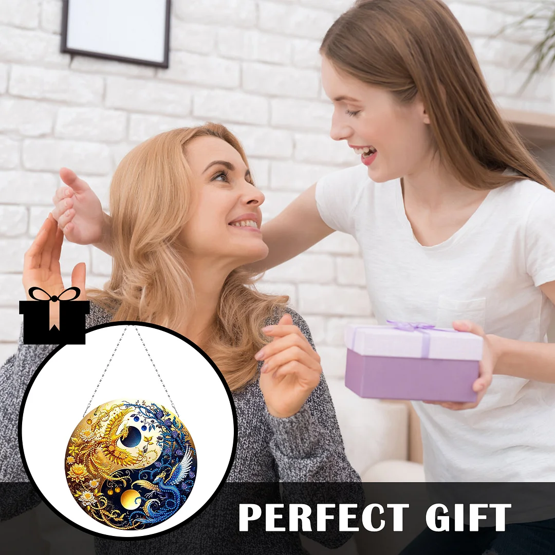 Phoenix Yin Yang 2D Flat DIY Diamond Painting Set Diamond Art Pendant Home Decor