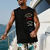Men's Loose Comfortable Cotton Yacht Club Sleeveless T-Shirt Monaco Print Vest by Inlyline
