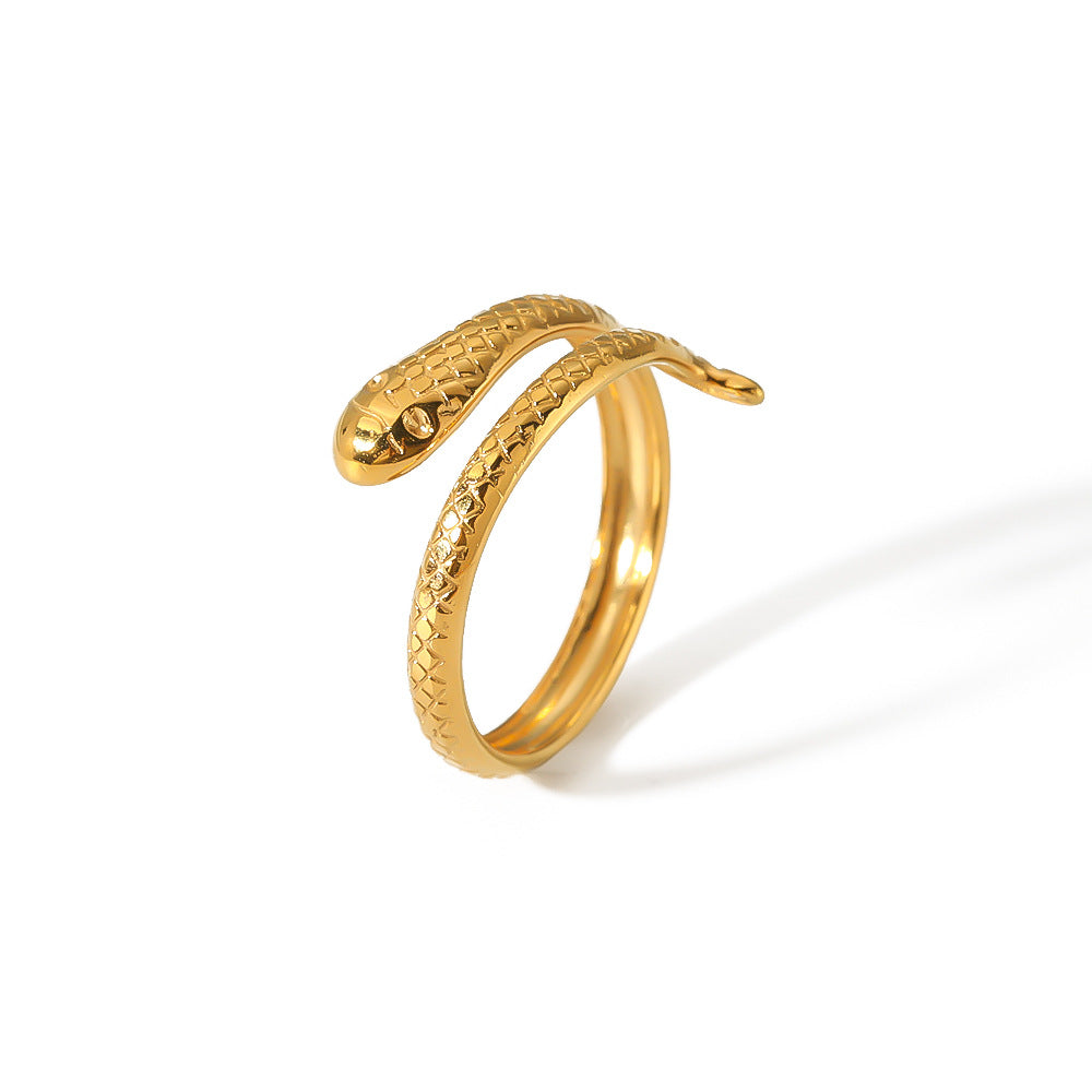 Women IG Style Snake Geometric Stainless Steel Electroplating Rings