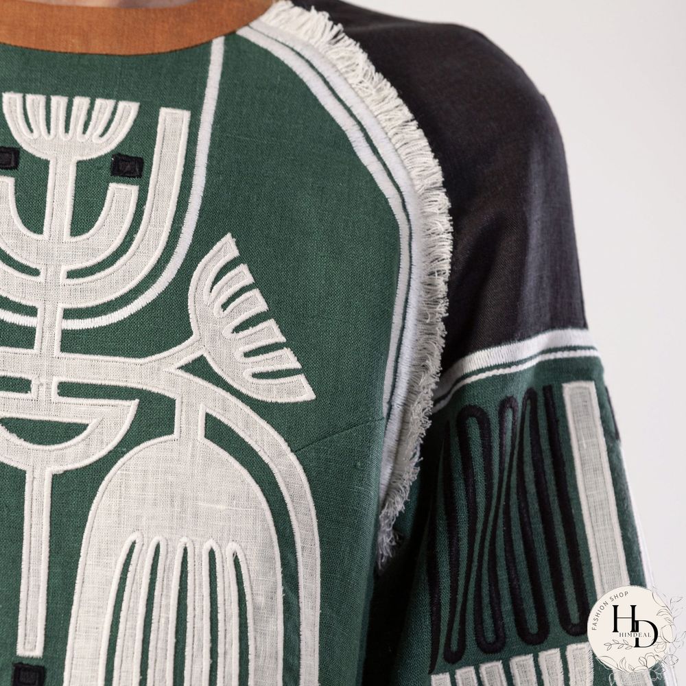 Color Block Printed Fringe Decorated Vacation Dress