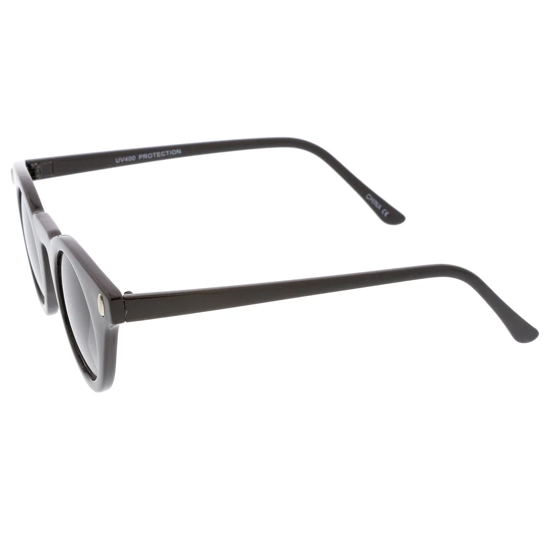 Women's Small Slim Temple Flat Round Lens Cat Eye glasses 39mm