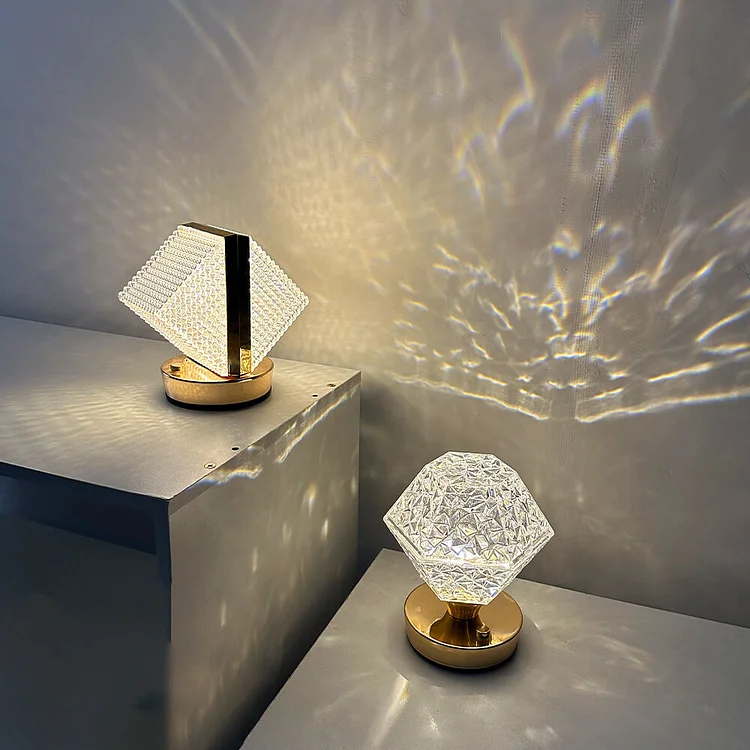 Crystal Rubik's Cube Metal Table Lamp