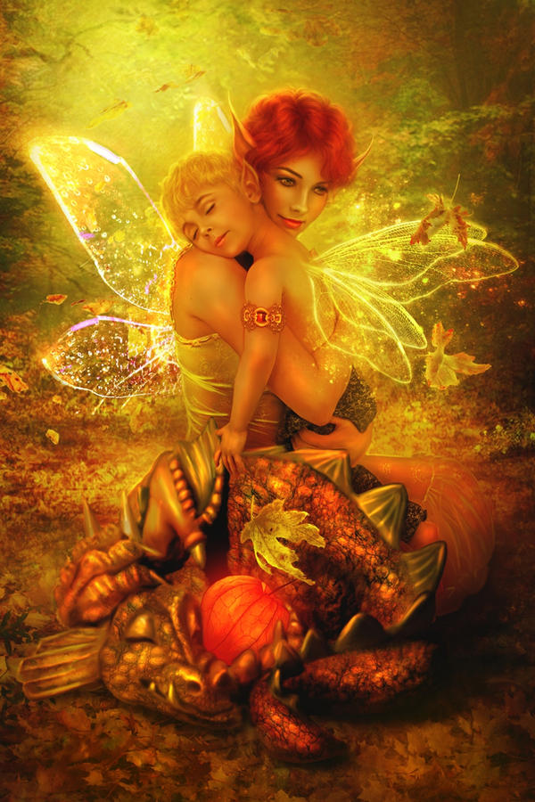 Fairy Tale Angel And Son 30*50CM(Canvas) Full Round Drill Diamond Painting gbfke