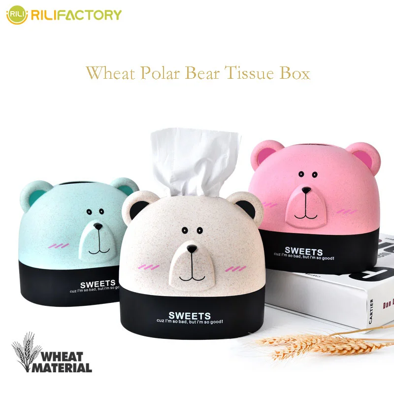 Wheat Polar Bear Tissue Box Rilifactory