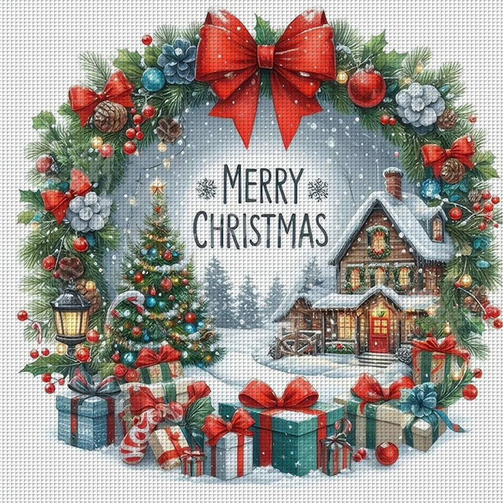 14CT Full Counted Cross Stitch Kit - Christmas Cottage (40*40cm)