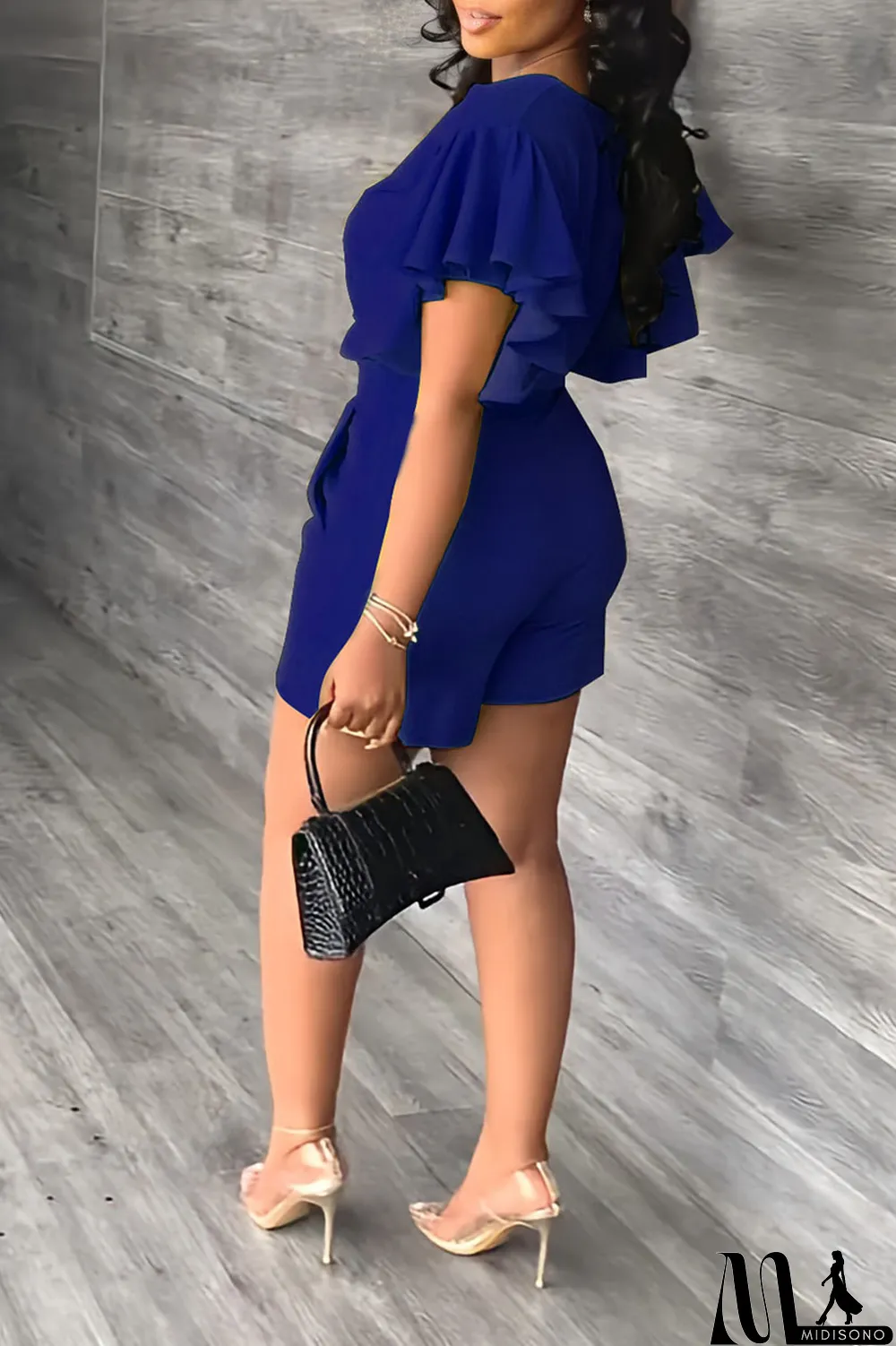 MidiSono - Yellow Casual Solid Patchwork Flounce V Neck Short Sleeve Two Pieces