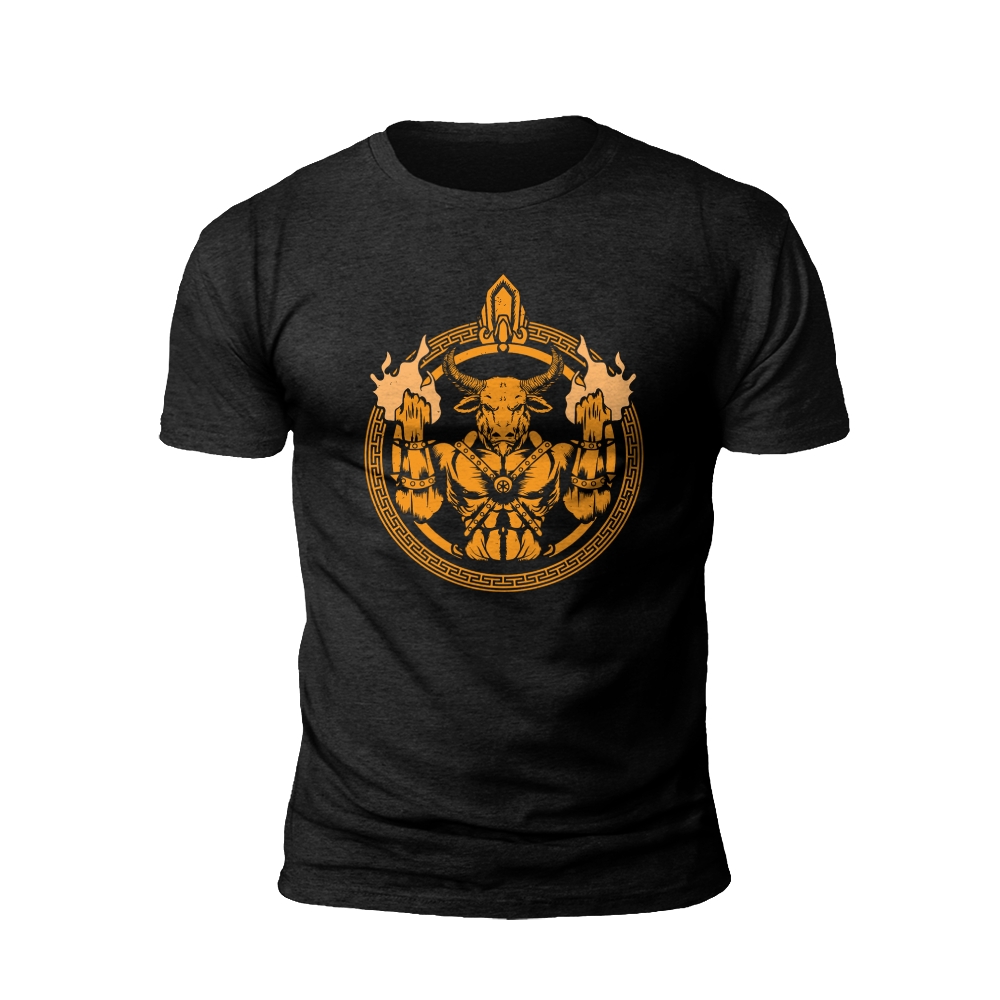 Majestic Power: Bull and Torches T-Shirt