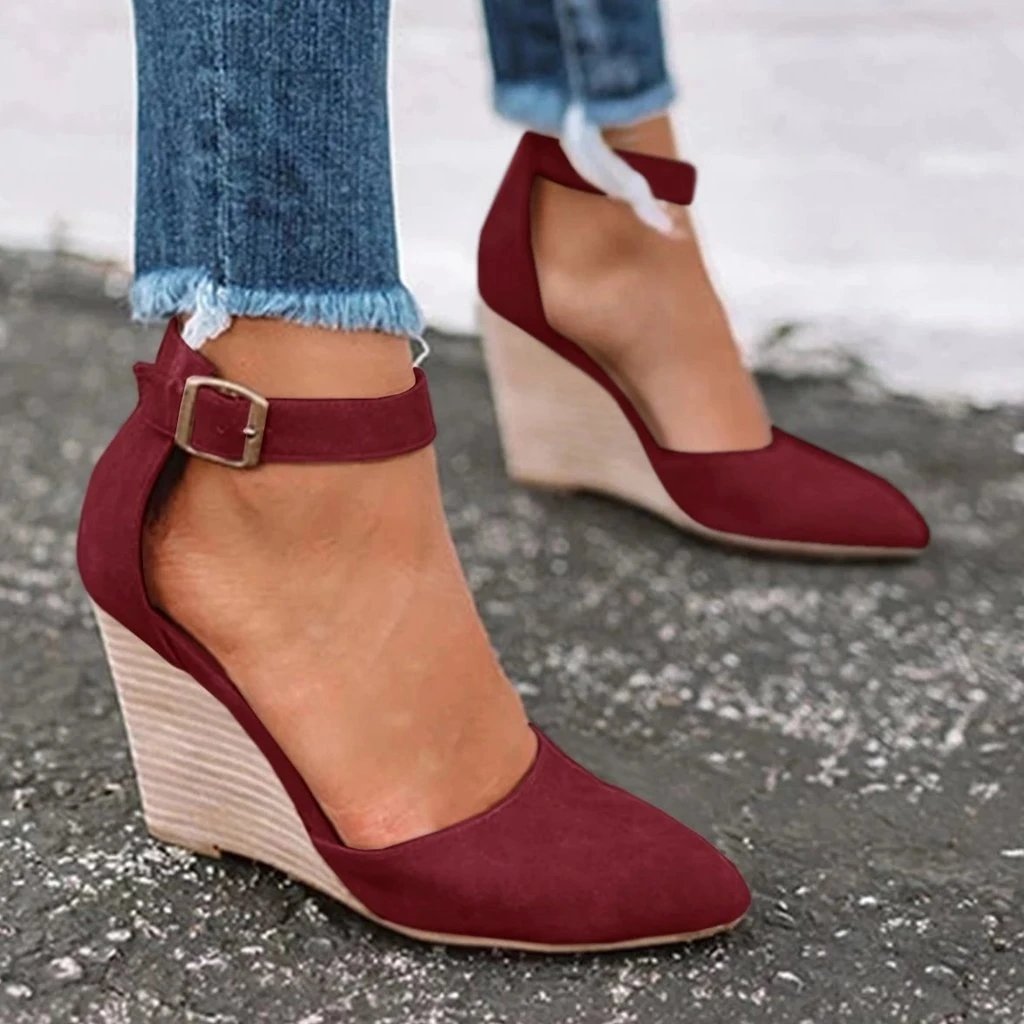 Summer Classic Wedge Pumps Ankle Strap Heels Sandals