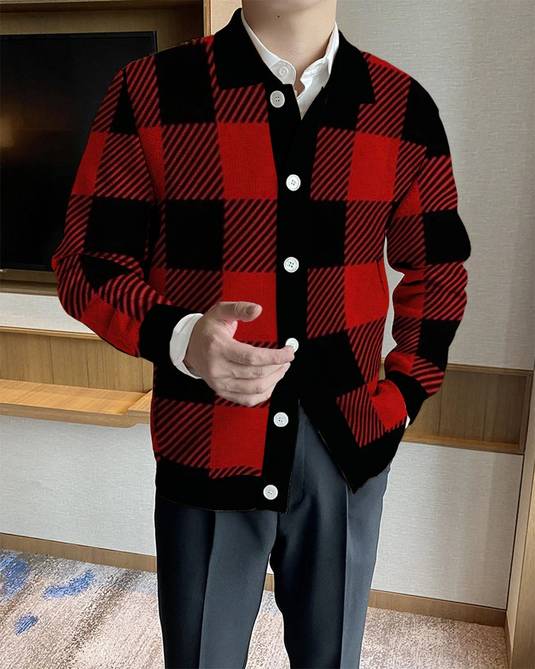 Men's Lapel Knitted Sweater Cardigan f5d7