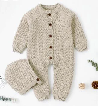 Baby Girl Romper Knitted Newborn Baby Clothes Romper With Hat Infant Toddler Jumpsuit For Kids Cotton Toddler Boys Jumpsuit