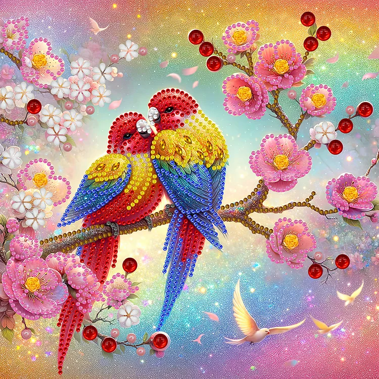 Partial Special-Shaped Diamond Painting - Birds On Branch 30*30CM