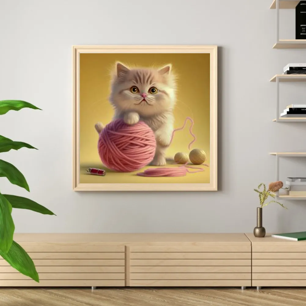 DIY Paint By Number 40*40cm - Cat Playing With Yarn
