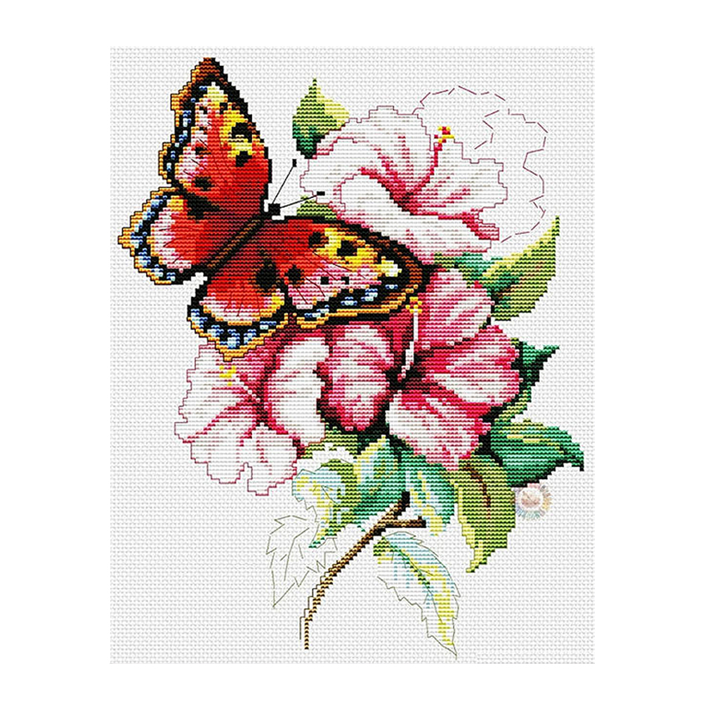 

Butterfly Flower - 11CT Stamped Cross Stitch - 36*46CM, 501 Original