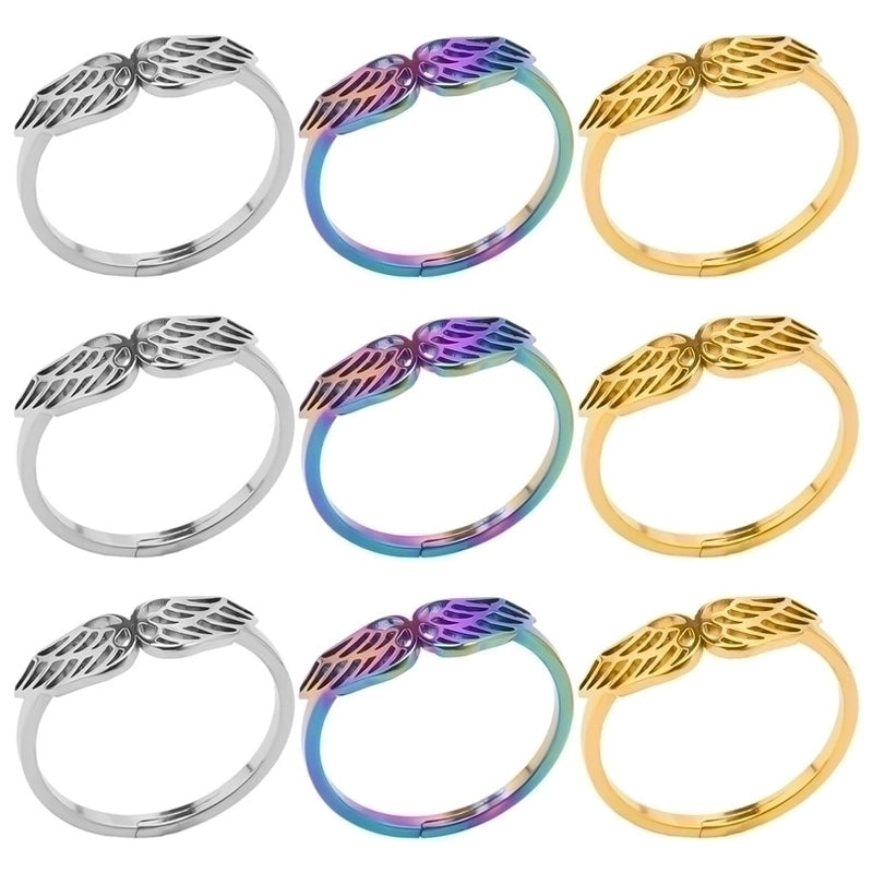 Basic Wings 304 Stainless Steel 18K Gold Plated Open Rings