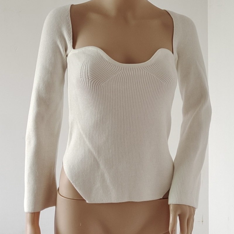 Ootddress Long Sleeve Sweater 2025 Autumn Women Knit Ribbed Top Ladies Casual Knitted Tops Pullover Off-Shoulder Knitwear Black