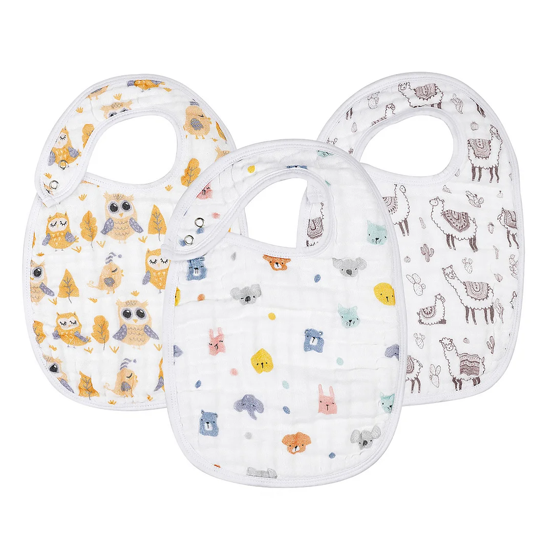Egmao Baby Premium Organic Cotton Drool Bibs 3-Pack