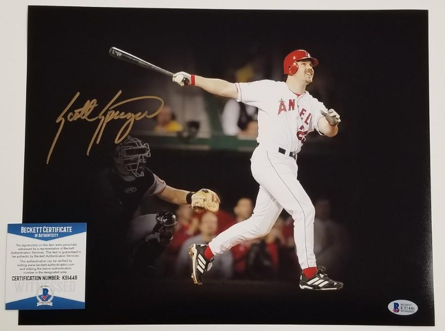 SCOTT SPIEZIO Signed Angels 2002 World Series 11x14 Photo Poster painting Auto ~ Beckett BAS COA