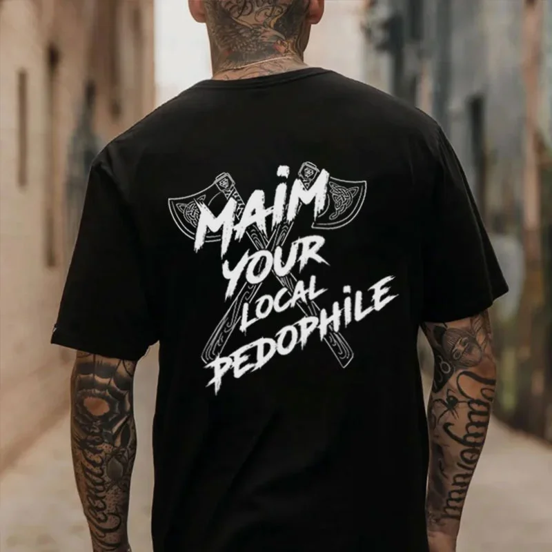 MAIN YOUR LOCAL PEDOPHILE Black Print T-Shirt
