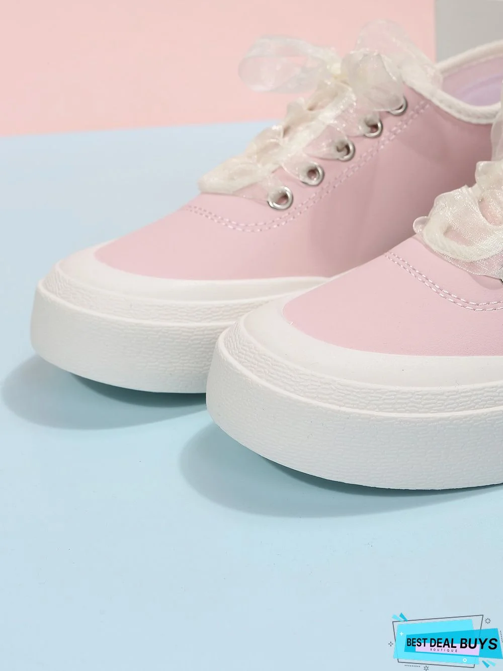 Women's Plain Lace-Up Casual Sneakers