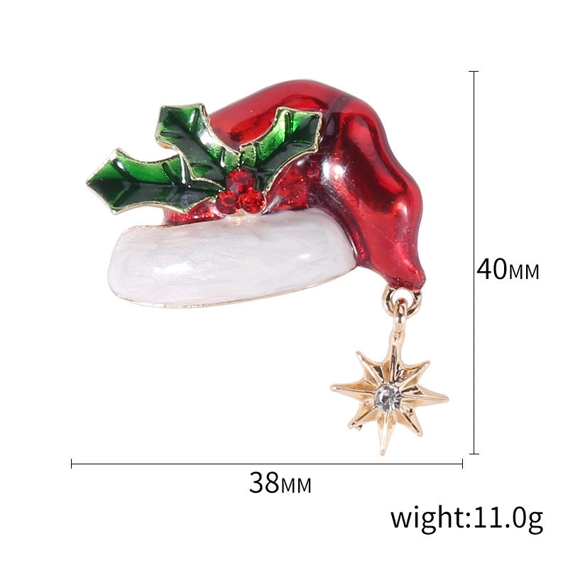 Cute Classic Style Pin Santa Claus Snowflake Elk Alloy Enamel Inlay Rhinestones Unisex Brooches