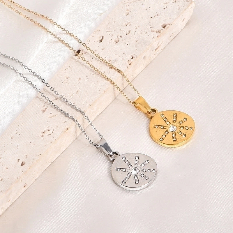 Jewelry Minimalist Star 304 Stainless Steel Titanium Steel Zircon Inlay Pendant Necklace