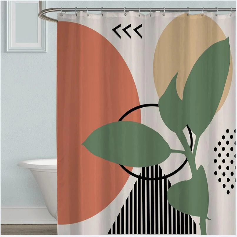 Morandi Simple Strokes Shower Curtain 100% Polyester Simple Korean Style Shower Curtain Bathroom Set Waterproof Shower Curtain