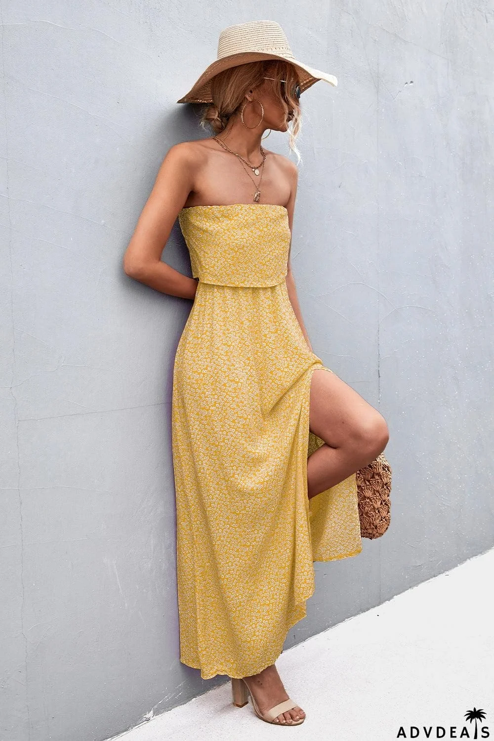 Strapless Split Maxi Dress