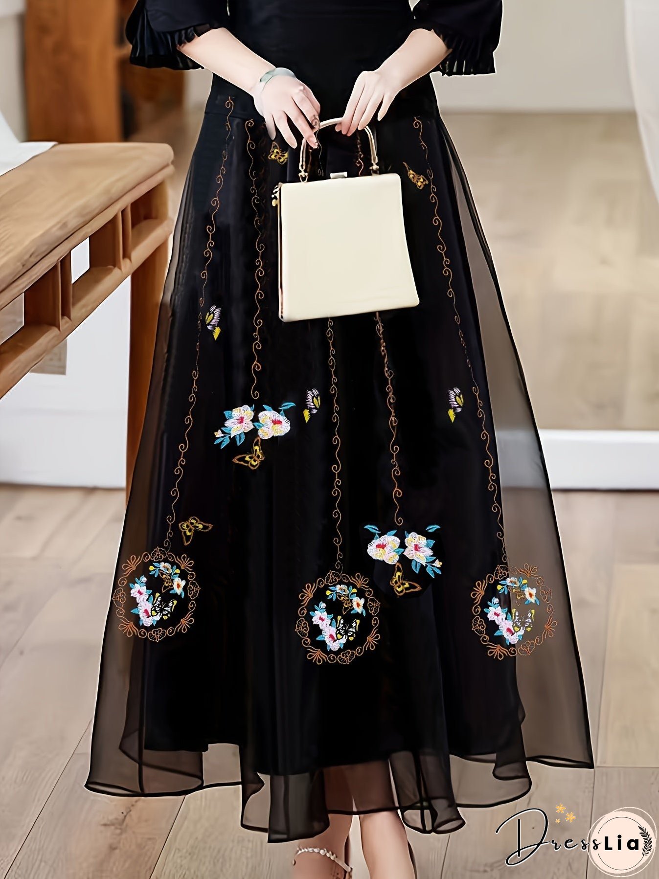 High Waist Embroidered Skirt, Ethnic Style Retro Casual Skirt, Women's Clothing