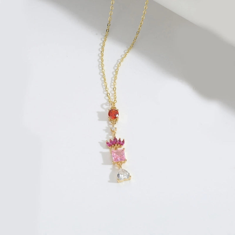 Copper 14K Gold Plated Inlay Cross Zircon Copper Necklaces