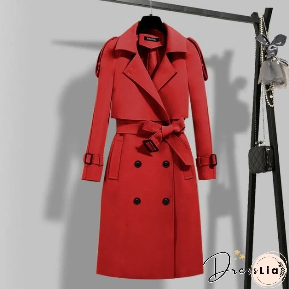 Windbreaker Women Korean Basic Formal Office Lady Trench Coat Elegant Spring Autumn Street