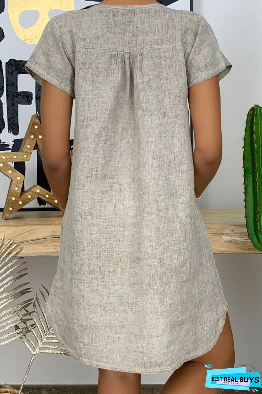 Fashion Casual Solid Patchwork V Neck Lantern Skirt Dresses(8 Colors)