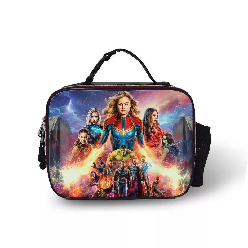 Buzzdaisy Avengers Endgame Captain Marvel #11 PU Leather Portable Lunch Box School Tote Storage Picnic Bag