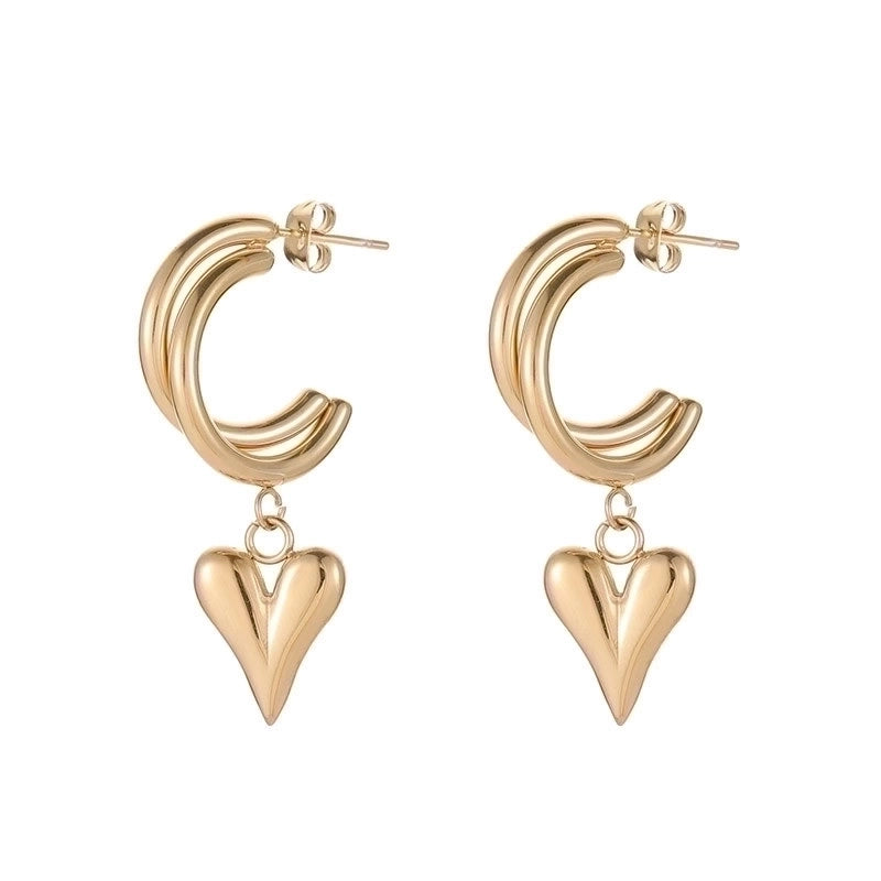 1 Pair Fashion Heart Shape Plating 304 Stainless Steel Gold Plated Earrings