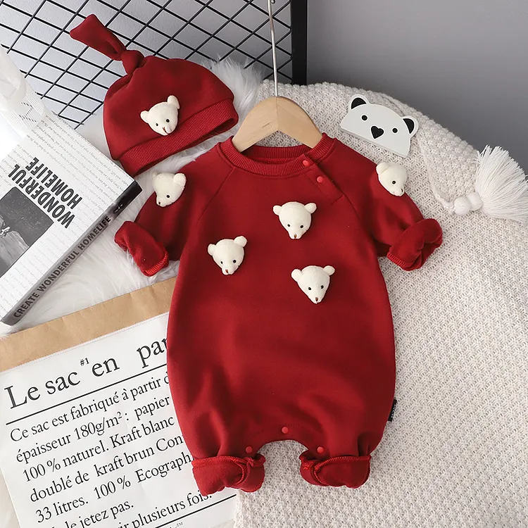 Baby Glasses Bear Collar Fake 2 Pieces Romper