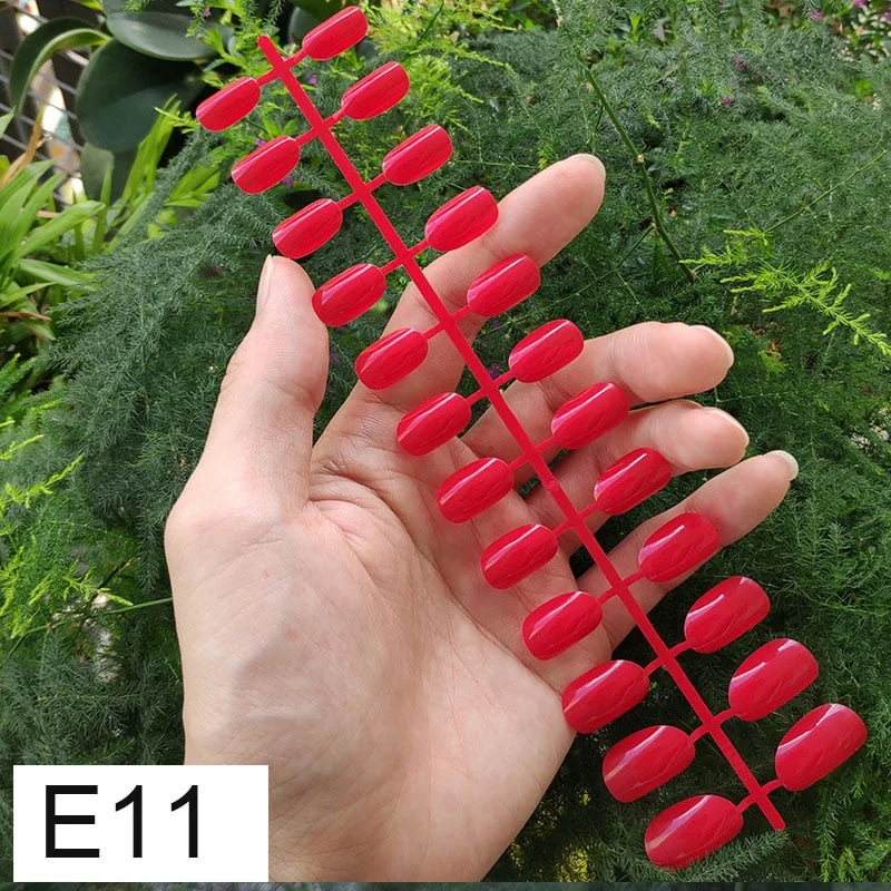 10 Sets Round Shape False Nail Tips In Same Color 24 Pieces/Set 10 Sizes Press on Fake Nails DIY Manicure Finger Nail Tips-Nail Inspo