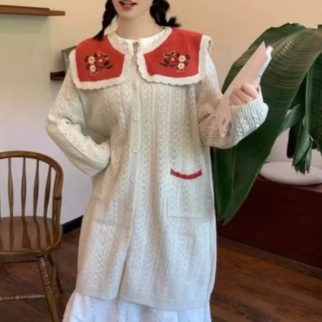 Chicfifth Sweater Women Winter Long Sleeve High Quality Autumn Vintage Top Knitted Cardigan