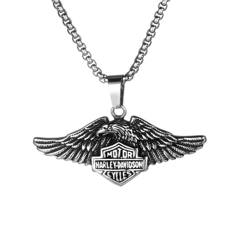 Hip-Hop Retro Punk Animal Eagle 304 Stainless Steel Polishing Inlay Acrylic Turquoise Men’s Pendant Necklace