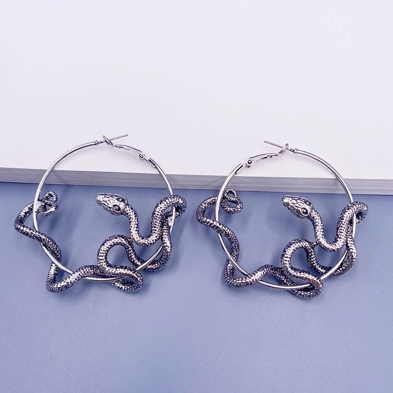 1 Pair Gothic Retro Snake Plating Alloy Gold Plated Silver Plated Hoop Earrings