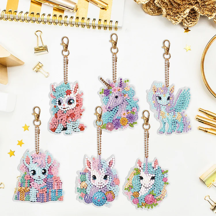 Unicorn Diamond Art Keyring 