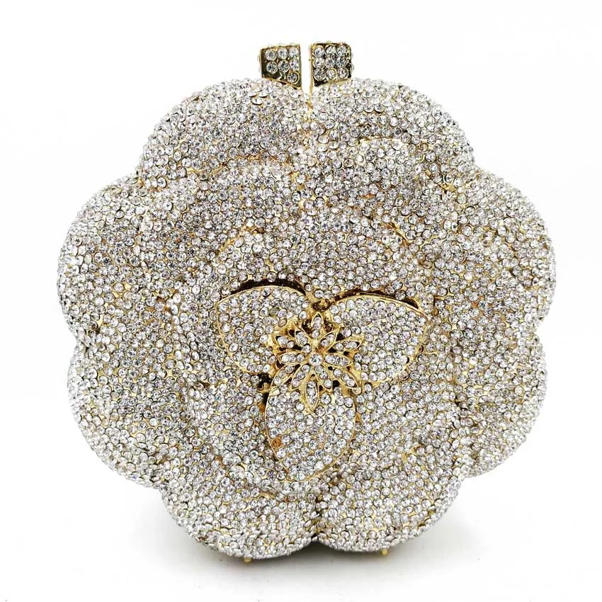 Newest Clutch Bag Pink Crystal Women Wedding Flower Party Purse Bride Chain Clutch Bag Prom Night Evening Bag SC603