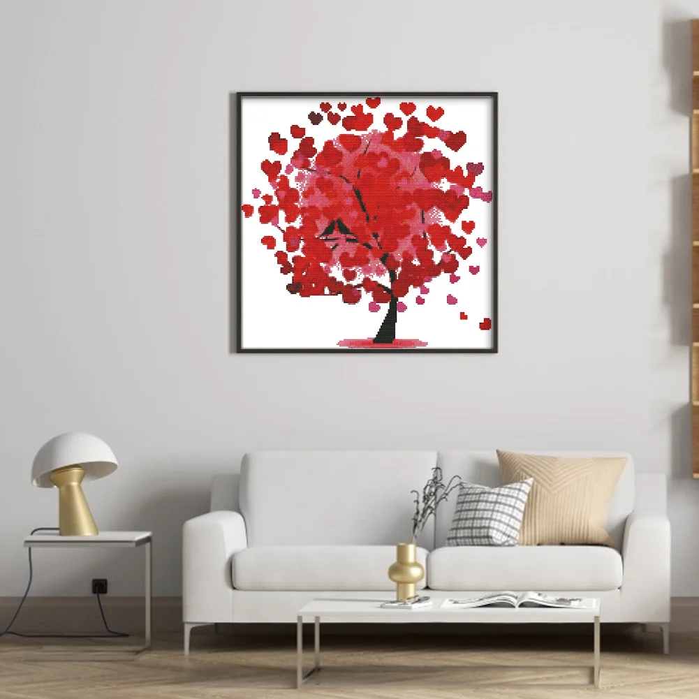 DIY Stamped Cross Stitch 14CT Partial Embroidery 38*38cm - Happy Tree