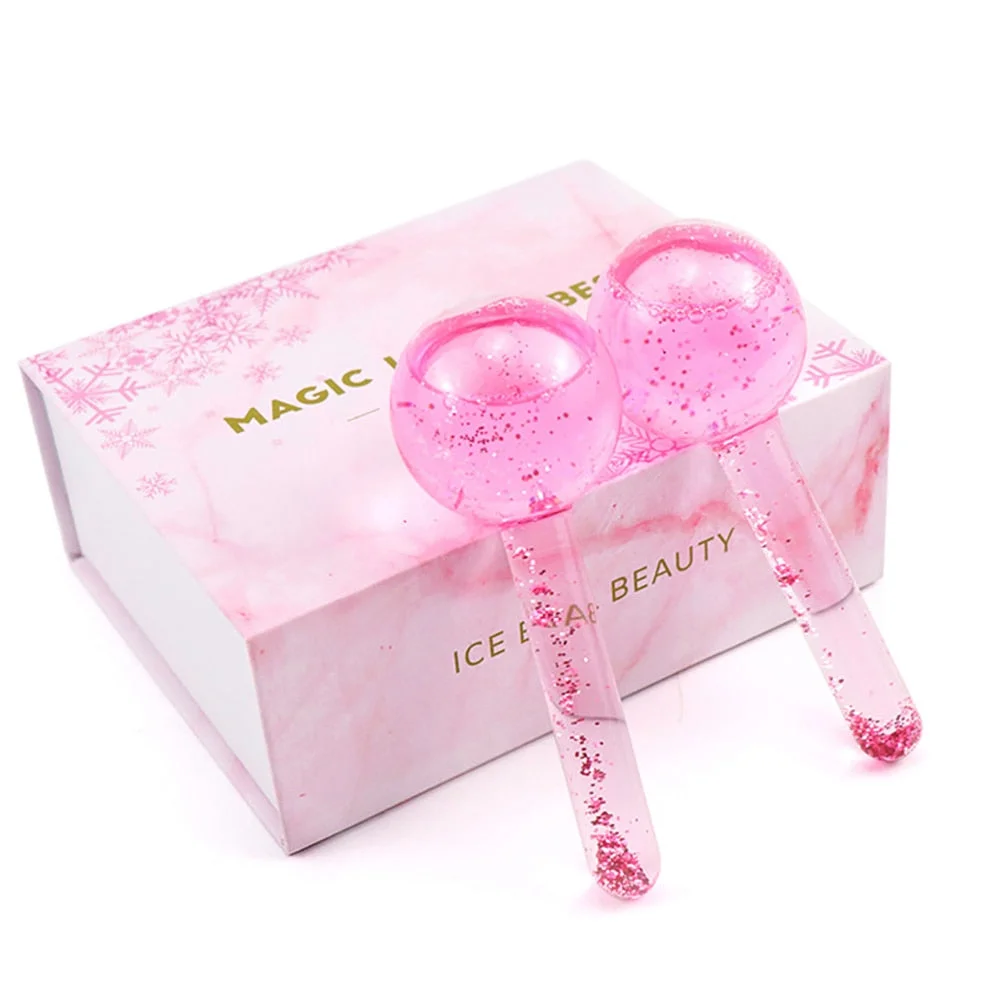 2pcs/box Energy Massage Crystal Ice Hockey Face Beauty Eye Massager Ice Globes Beauty Ball Eyes Beauty Roller Water Wave Ball