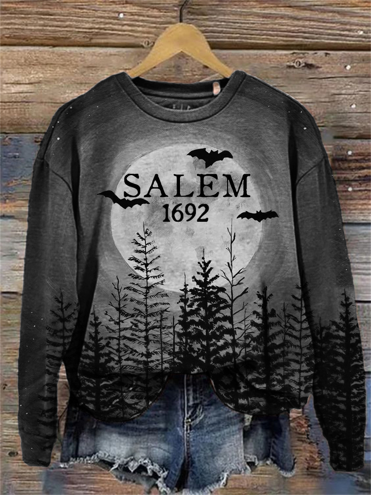 Salem 1692 Dark Forest Full Moon Night Sweatshirt wearshes