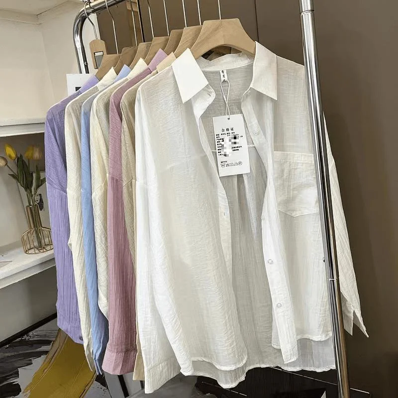 Uveng Uveng Languid Wind Sunscreen Shirt Women Thin Outside With A Small Shirt Summer Meat Cover Loose Top